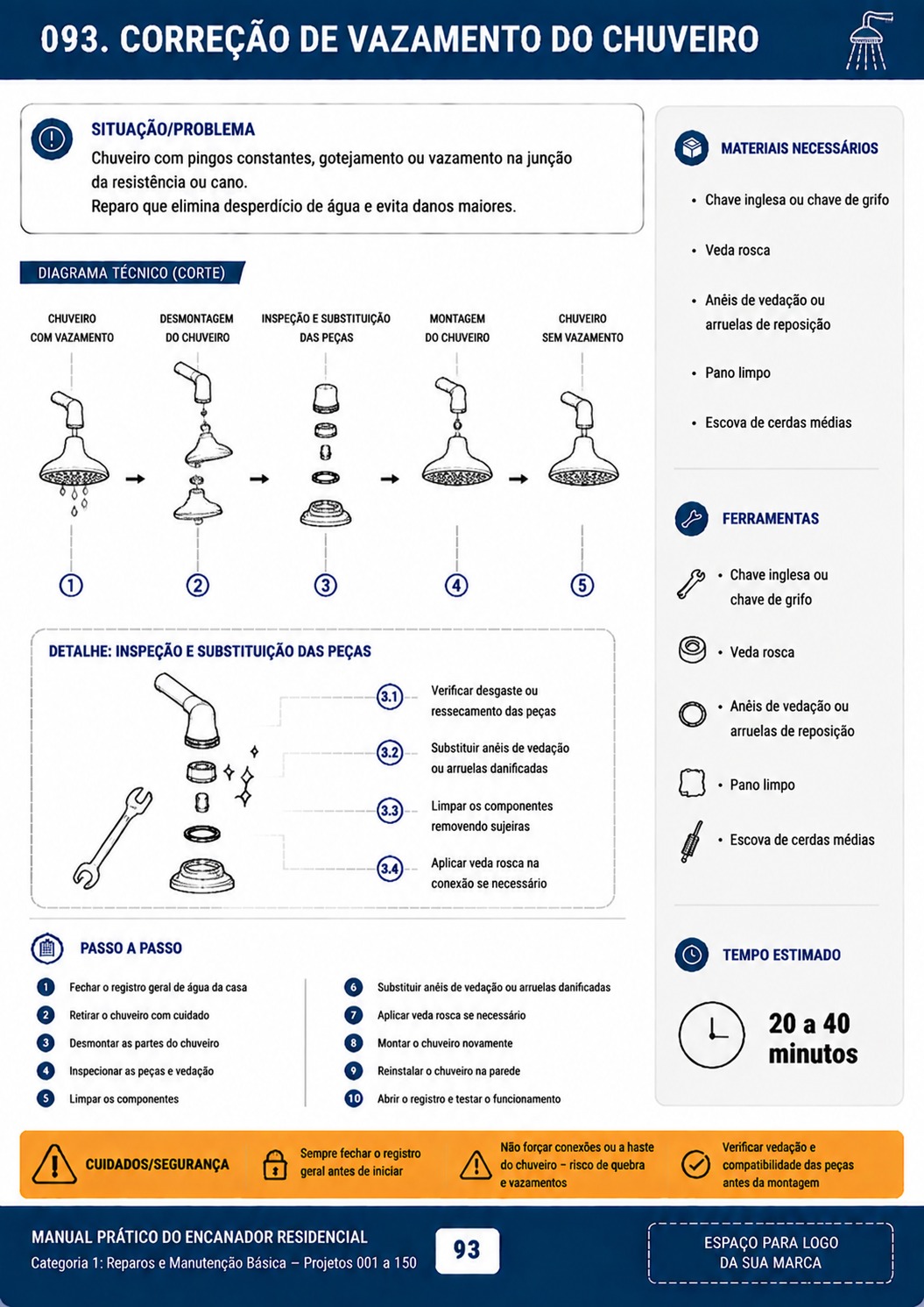 Projeto 093 - Correção de vazamento do chuveiro