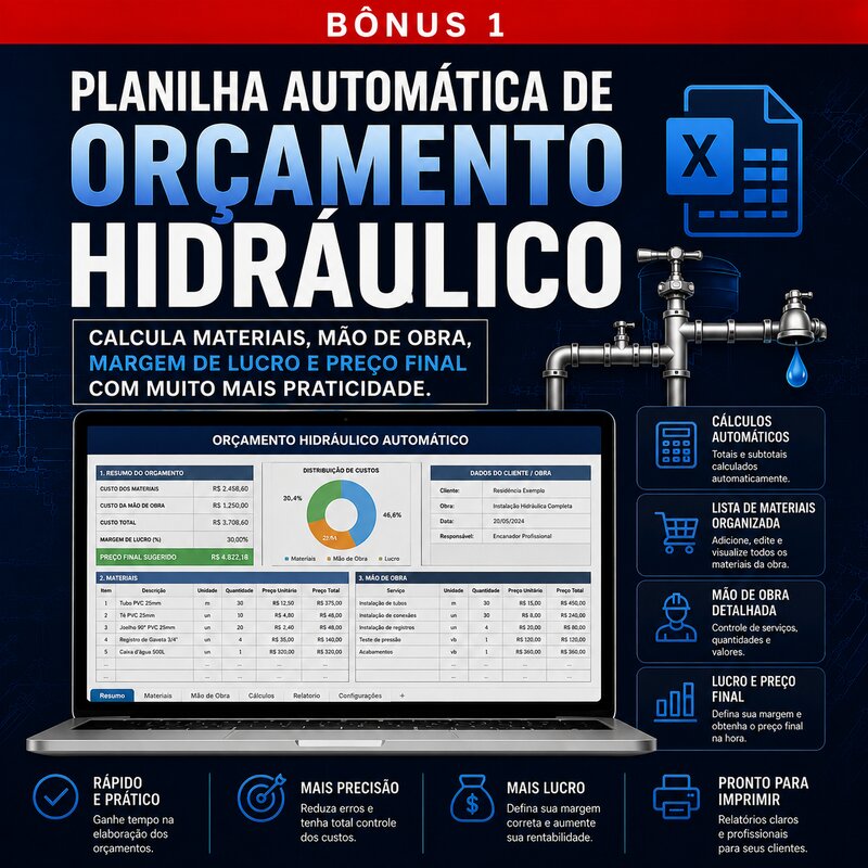 Planilha automática de orçamento hidráulico